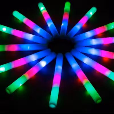 LED Foam Glow Sticks, 100 Pack